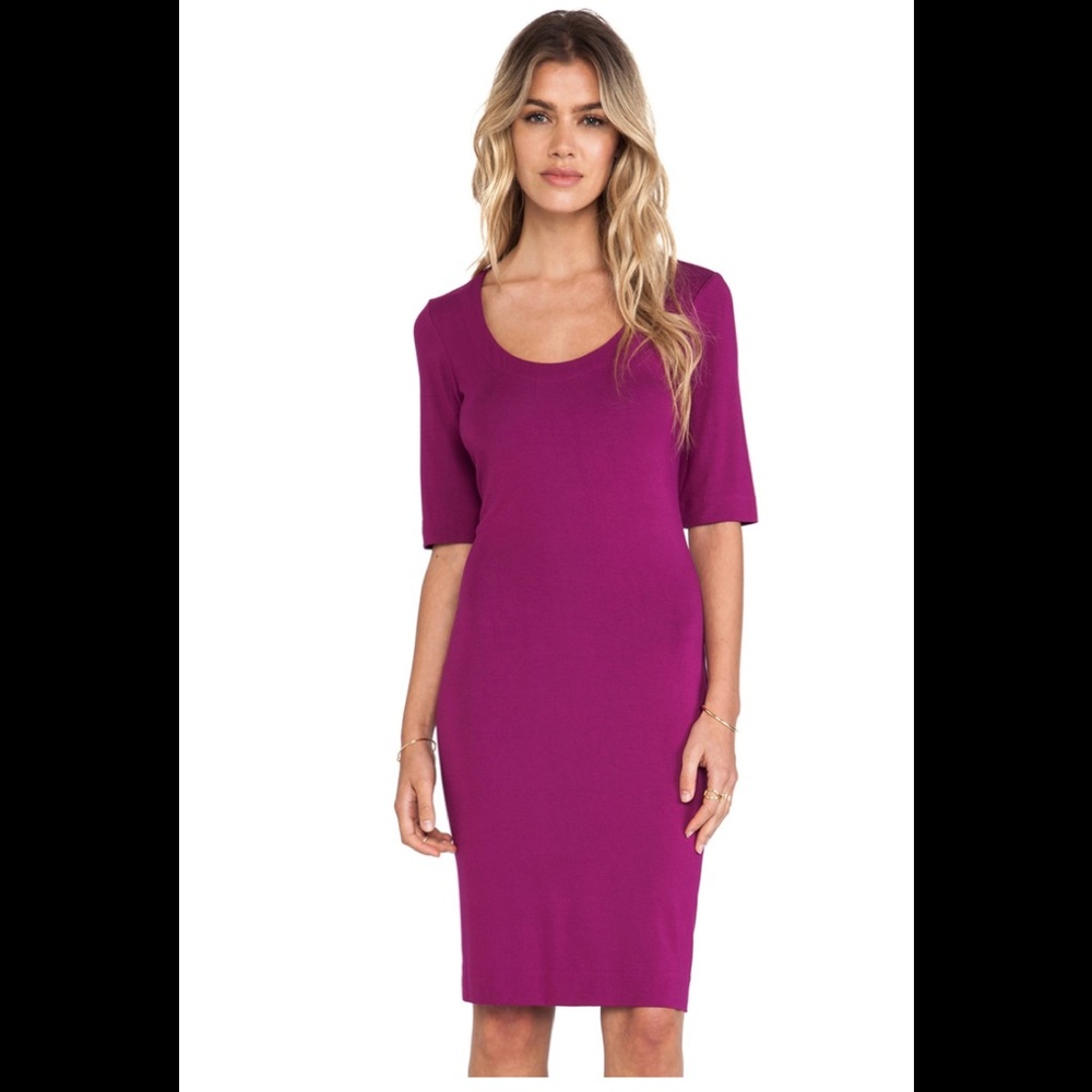 Diane Von Furstenberg Magenta Scoop-Neck Midi Dress